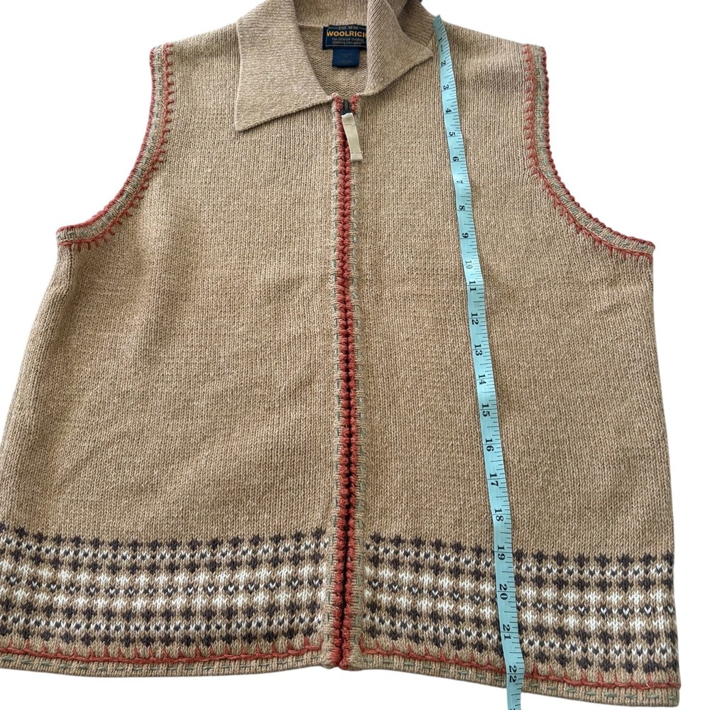 VTG Woolrich Womens Knit Full Zip Fair Isle Sweater Vest M Cabincore Cottage - Picture 7 of 9